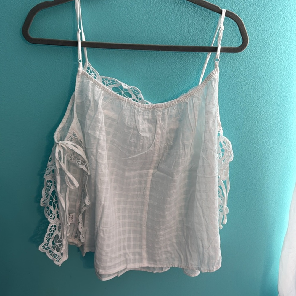 American Eagle XL White Lace Trim Women's Top NWT - Picture 4 of 9